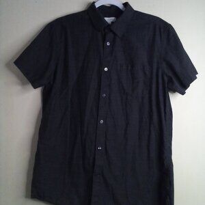 Calvin Klein Shirt Men M Button Up Short Sleeve Pocket Black